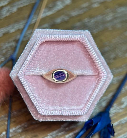 14K Banded Purple Sapphire Pinky Ring